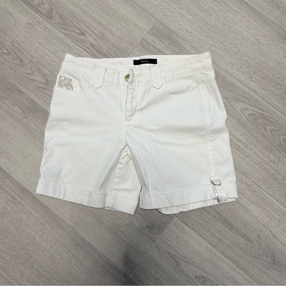 Noir White Denim Shorts with Textured Finish - Picture 1 of 10